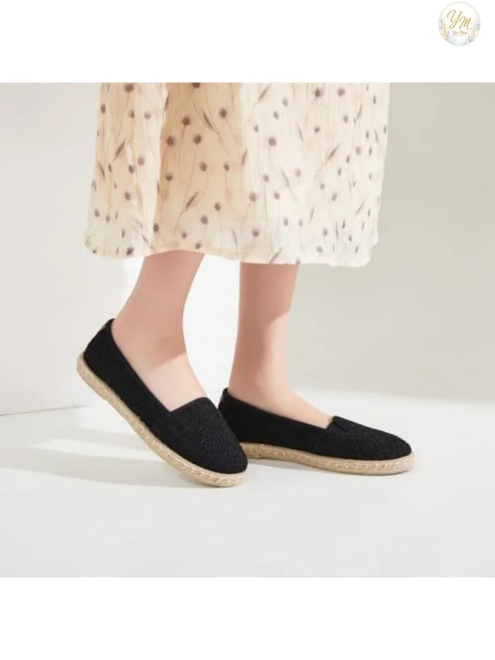 Women's Embroidered Lace Ballet Flats with Memory Foam Insole - Slip On Dress